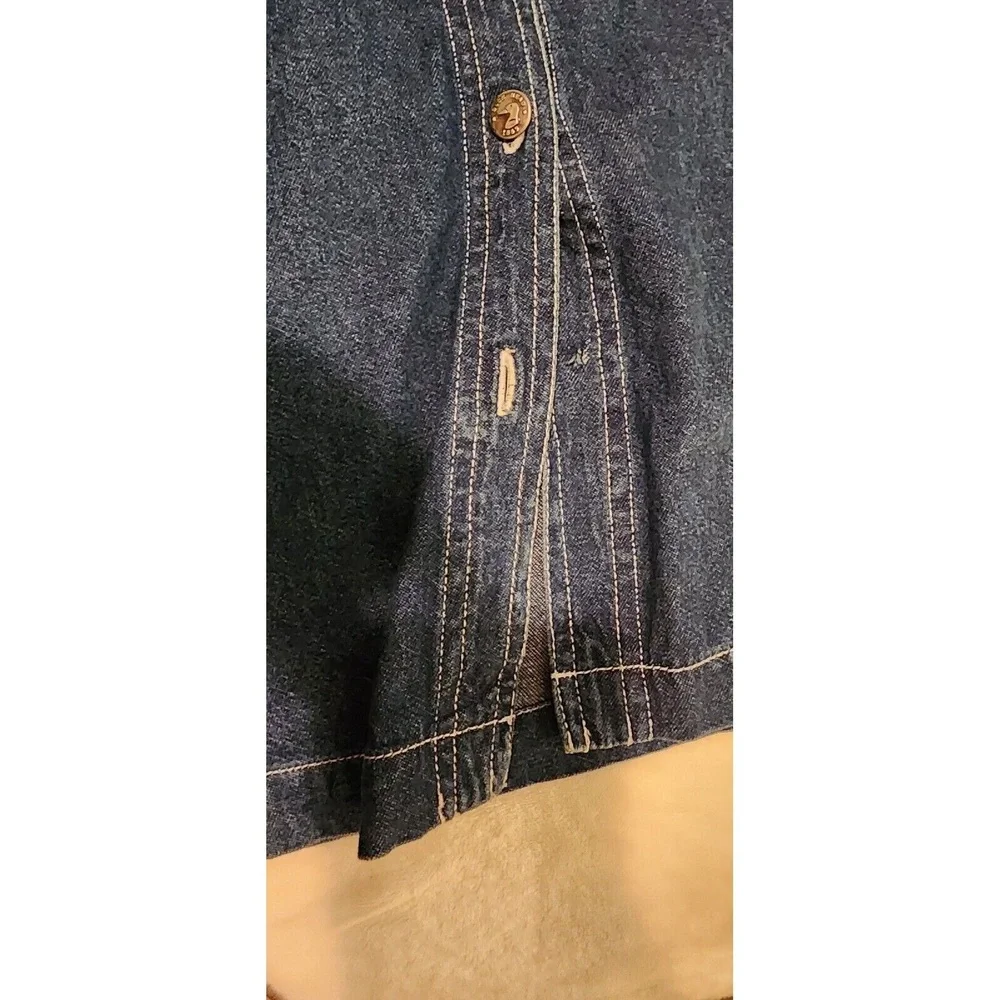 Duck Head Denim Dress Petite Button Front Casual Dark Wash‎ Shirt Dress 4P